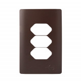 Placa P/ 3 Tomadas 4x2 - Novara Marrom Fosco